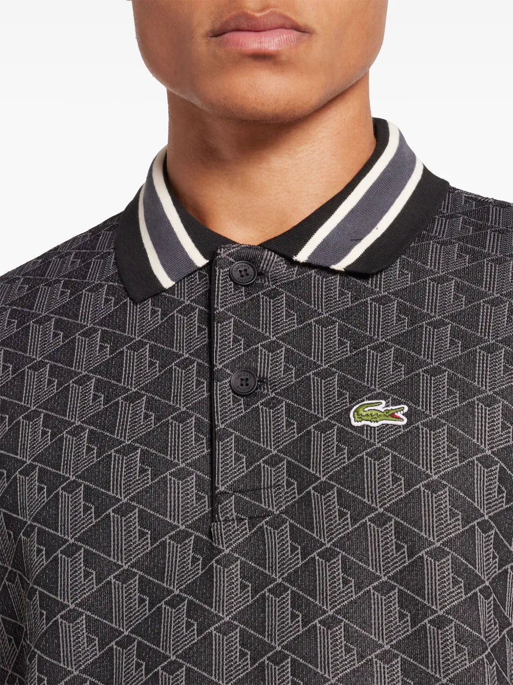 Lacoste Monogram-Jacquard Polo Shirt