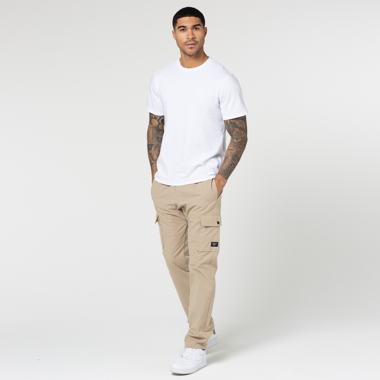 Wide Cargo Pants | Beige